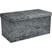 Intirilife opvouwbare bank 76x38x38cm in fluweelgrijs kruk stoel met opbergruimte en deksel met fluwelen hoes opbergkist