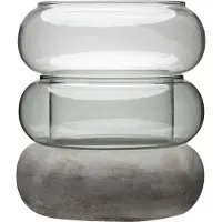 Muurla Bagel vaas/waxinelichtjeshouder 22 cm Grijs