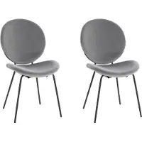 DOMUS Clive-Stoel - Set van 2 - Grijs Velours