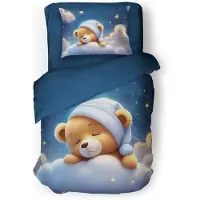 Eleganzzz Kinder Dekbedovertrek Micropercal Snuggle Bear - blue 140x220/240cm