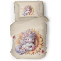 Eleganzzz Kinder Dekbedovertrek Micropercal Sweet Sunflower - soft yellow 140x200/220cm