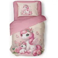Eleganzzz Kinder Dekbedovertrek Micropercal Unicorn Glow - pink 140x220/240cm