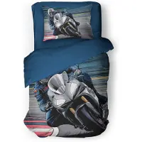Eleganzzz Kinder Dekbedovertrek Micropercal Speed King - blue 140x200/220cm