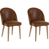 DOMUS Paola-Eetkamerstoel - 2 Pack - Bruin Microvezel