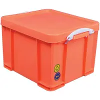 Really Useful Box opbergdoos 35 liter | neonoranje met witte handvaten