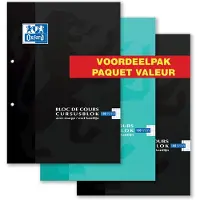 Oxford Voordeelpak - Cursusblokken - 3x A4 - Ruit 4x8mm - Schrijfblok - 100 vel