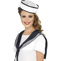 Smiffys Matroos / matrozen carnaval verkleed setje - wit/navy - Verkleedkleding dames/heren