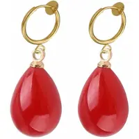 Charme Bijoux Klem oorbellen- rood- druppel- goudkleur-geen gaatje-