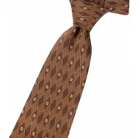 Charme Bijoux Stropdas 100% zijde bruin geruit 9 cm -