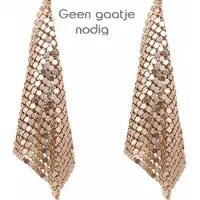 Charme Bijoux Goudkleurig pailletten- oorbellen- Clip- lang- Geen gaatje-