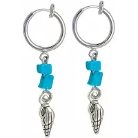 Charme Bijoux Klem oorbellen- schelp- blauw -zilverkleur- geen gaatje-