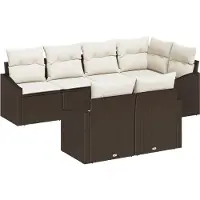 vidaXL Tuinbank Set 7 st Bruin en wit poly rattan