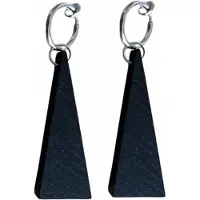 Charme Bijoux Klem Oorbellen- Saheli-Hout- Zwart-Zilverkleur-geen gaatje-