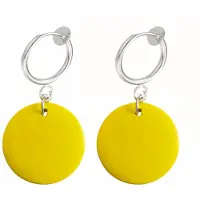 Charme Bijoux Klem oorbellen- Geel- hout- 2.5 cm- Tordis -geen gaatje-
