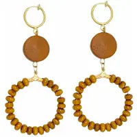 Charme Bijoux Klem Oorbellen- hout- bruin-geen gaatje-