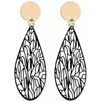 Charme Bijoux Clip oorbellen- Scarlet -Zwart filigraan- goudkleurig- geen gaatje-