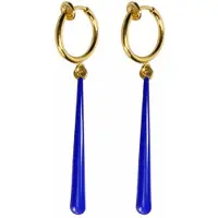 Charme Bijoux Klem oorbellen- Lafayette- cobalt blauw- goudkleurig- emaille - geen gaatje-