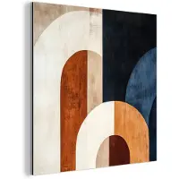 MuchoWow Aluminium schilderij 20x20 cm - Wanddecoratie metaal - Abstract - Vormen - Donkerblauw - Metalen muurdecoratie woonkamer - Decoratie industrieel - Foto op dibond - Industriële accessoires slaapkamer