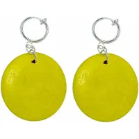 Charme Bijoux Klem oorbellen hout geel zilverkleur 3 cm