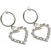 Charme Bijoux Klem oorbellen- Strass- Hart- Zilverkleur- geen gaatje-