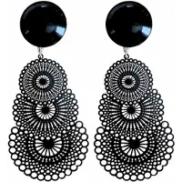 Charme Bijoux Clip oorbellen -zwart- Chakira -filigraan- geen gaatje-