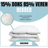 Eleganzzz Enkel Schud Dekbed 15% Dons 85% Veren - Enkel Dekbed 240x220cm - Veren Dekbed - Donzen Dekbed - Donsdeken 240x220 - Lits Jumeaux Extra Lang - Dekbedden