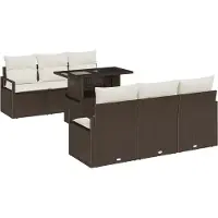 vidaXL Tuinbank Set 7 st Bruin Poly rattan