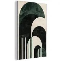 MuchoWow Aluminium schilderij 40x60 cm - Wanddecoratie metaal - Bogen - Donkergroen - Lijnen - Metalen muurdecoratie woonkamer - Decoratie industrieel - Foto op dibond - Industriële accessoires slaapkamer
