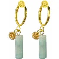 Charme Bijoux Klem oorbellen -mint groen -natuursteen -goudkleurig- geen gaatje-