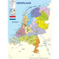 POsterpoint Nederland kaart poster - 50 x 70 cm - uitgave 2025 - Amsterdam - Rotterdam - Drenthe - Luxe - Multi- Wanddecoratie