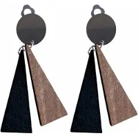 Charme Bijoux Clip oorbellen -Saheli -duo- bruin -zwart -hout-geen gaatje-