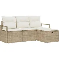 vidaXL Bankstel 4 st 4-Aantal zitplaatsen Beige en Crème poly rattan