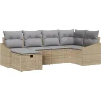 vidaXL Bankstel 6 st Beige en Lichtgrijs poly rattan
