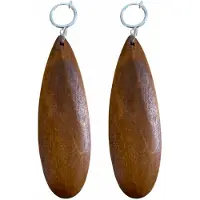 Charme Bijoux Klem oorbellen-Luci Hout-Bruin-Lang-geen gaatje-