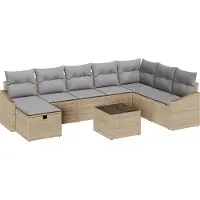 vidaXL Tuinbank Set 9 st poly rattan