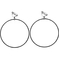 Charme Bijoux Clip oorringen- zwart- 5 cm- smal- geen gaatje-