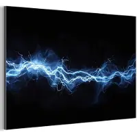 MuchoWow Aluminium schilderij 120x80 cm - Wanddecoratie metaal - Bliksemflits - Blauw - Energie - Metalen muurdecoratie woonkamer - Decoratie industrieel - Foto op dibond - Industriële accessoires slaapkamer