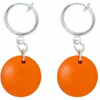 Charme Bijoux Klem oorbellen oranje hout zilverkleur 1.5 cm Tordis