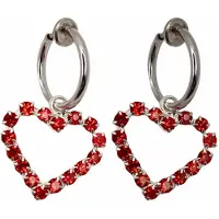 Charme Bijoux Klem oorbellen-Rood-Hart-Strass-Zilverkleur-geen gaatje-