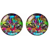 Charme Bijoux Clip Oorbellen -Zimba-Extra groot-Poes-Gekleurd-2.5 cm