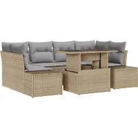 vidaXL Tuinbank Set 7 st Beige en Lichtgrijs