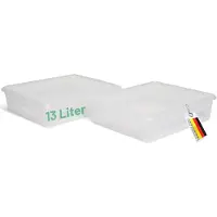 Novaliv 2x Opbergdoos transparant met deksel 13L Nestbare stapelbare kunststof doos Platte clipsluiting Kunststof doos Transparant BPA-vrij 41x34x10 cm