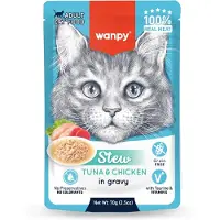 WANPY - Stoofpot Tonijn en Kip - Kattenvoer - Natvoer - 10 stuks van 70gram