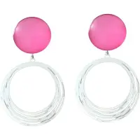 Charme Bijoux Clip oorbellen -Roze -wit filigraan- lang- geen gaatje-