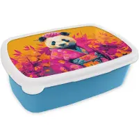MuchoWow Broodtrommel Blauw - Lunchbox Kimono - Roze - Panda - Bloemenkroon - Brooddoos 18x12x6 cm - Brood lunch box - Broodtrommels voor kinderen en volwassenen