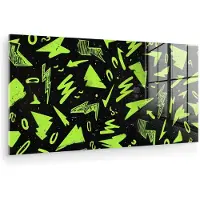 MuchoWow Glasschilderij 40x20 cm - Schilderij acrylglas - Vormen - Pijlen - Abstract - Zwart - Foto op glas - Muurdecoratie woonkamer - Wanddecoratie slaapkamer - Schilderijen