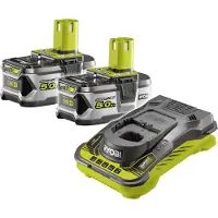 Ryobi 2x 5,0Ah Lithium accu's en lader ONE 18V