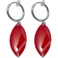 Charme Bijoux Klem oorbellen- Emaille- Rood- zilverkleur- -geen gaatje-