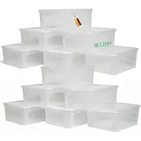 Novaliv 12x opbergdozen met deksel 16L transparante dozen stapelbaar nestbaar opbergdozen met clipsluiting kunststof BPA-vrij 41x34x17 cm