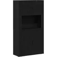 vidaXL Highboard Zwart Eiken 80 x 33 x 150 cm Bewerkt hout